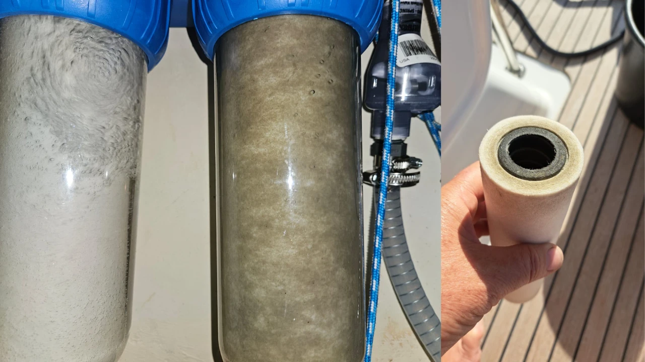 Examples of partially or fully clogged sediment filters.
