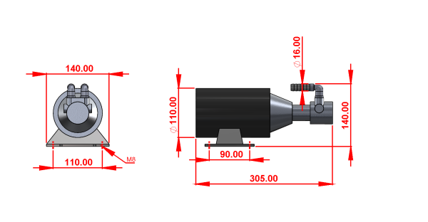 Aqua Nautica AN-30 Watermaker Pump Dimensions