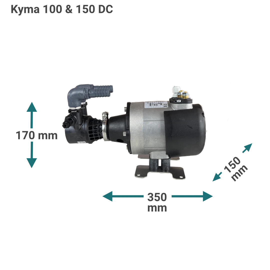 Maße der Pumpeneinheit der Kyma Watermaker 100 & 150
