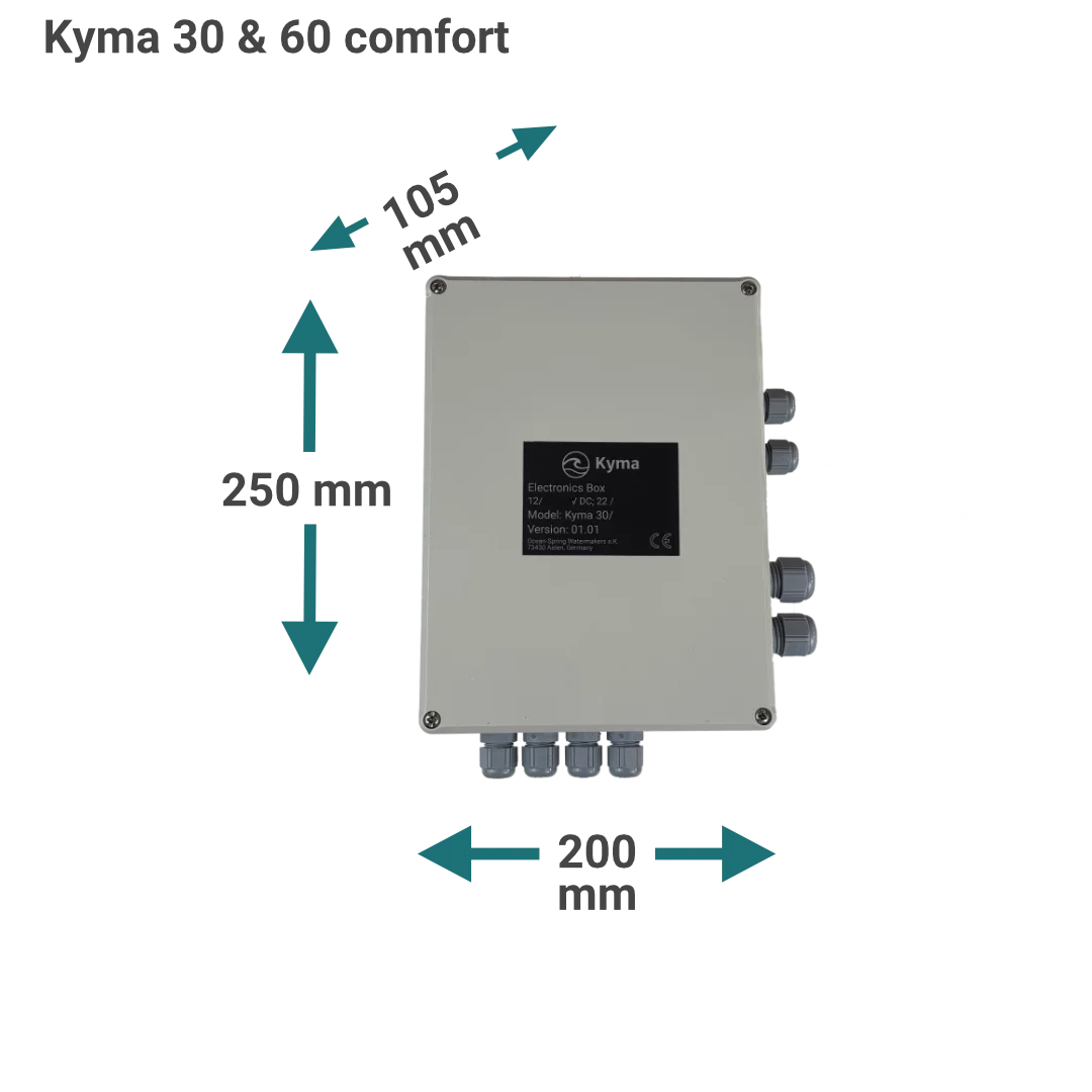 Kyma Watermaker comfort control box dimensions