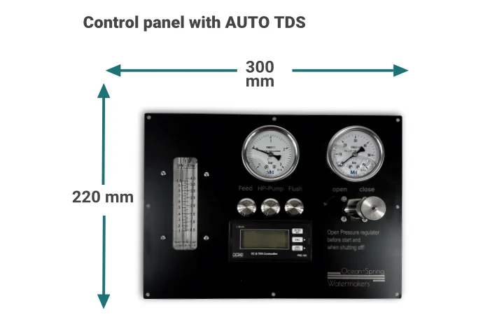 Watermaker with Auto-TDS panel dimensions
