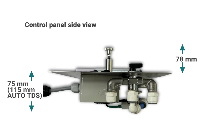 Control panel side view dimensions for our modular watermakers