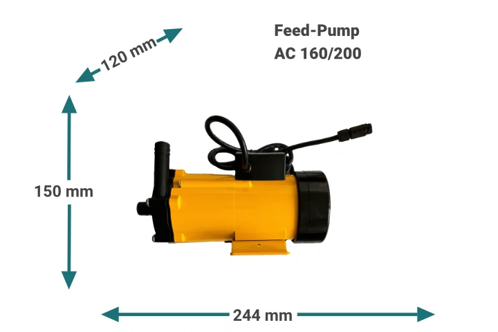Watermaker AC160/200 feed pump dimensions