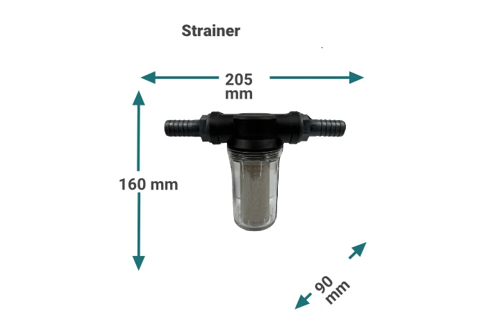 Strainer dimensions of our modular watermakers