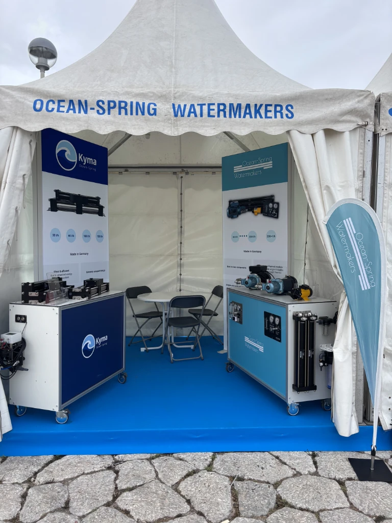 Our boot at Palma international boat show 2026 showcasing the Kyma and Modular Watermakers
