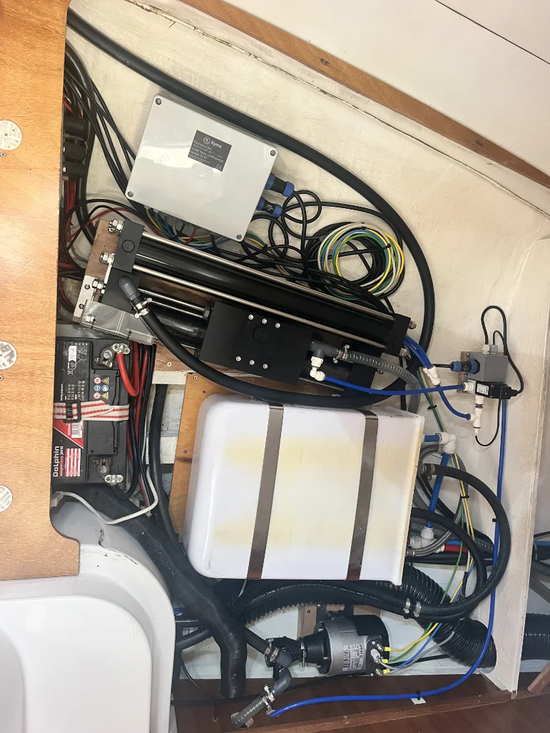 Kyma 60 Comfort Watermaker in 12V installed under a berth in an X46